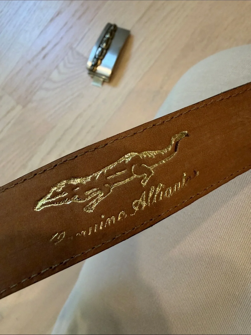 REAL ALLIGATOR Mauri Two-Tone Cream and Taupe Croc-Embossed Leather Strap